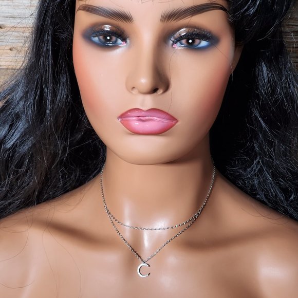 925 Silver Double Necklace Topaz Moon Pendant - Very Dainty - Picture 6 of 9